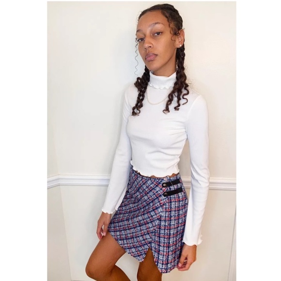 wool wrap mini skirt